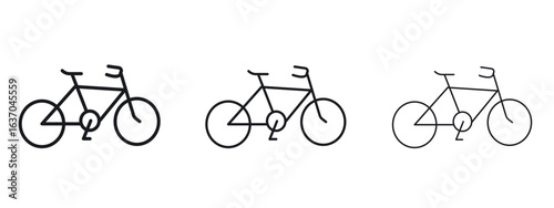Biking mountain icon logo black pictogram set. Graphic simple vector icon