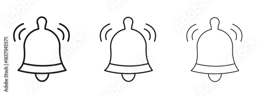 Bell ring icon logo black pictogram set. Graphic simple vector icon