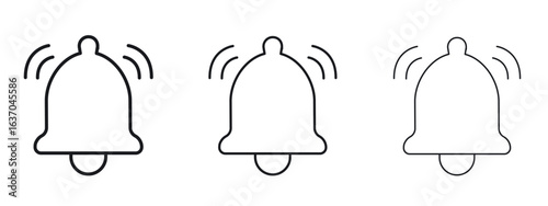 Bell ring icon logo black pictogram set. Graphic simple vector icon