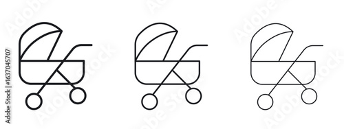 Baby carriage icon logo black pictogram set. Graphic simple vector icon