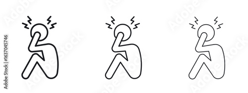 Anxiety or stress icon logo black pictogram set. Graphic simple vector icon