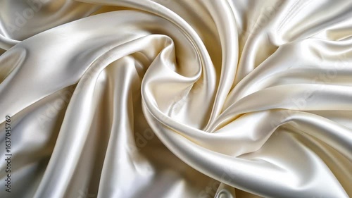 Luxe Silk Fabric: Capturing the fluid drape and sheen of pristine, pearly silk, this image embodies elegance. The swirling folds dance in a light, creating a tactile experience. 