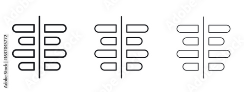 Align center icon logo black pictogram set. Graphic simple vector icon