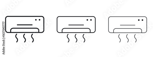Air conditioner icon logo black pictogram set. Graphic simple vector icon