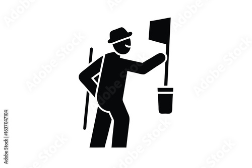 street artist painting wall vector icon