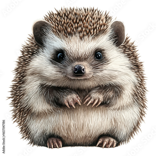 Hedgehog, watercolor painting vector, isolated on a white background.