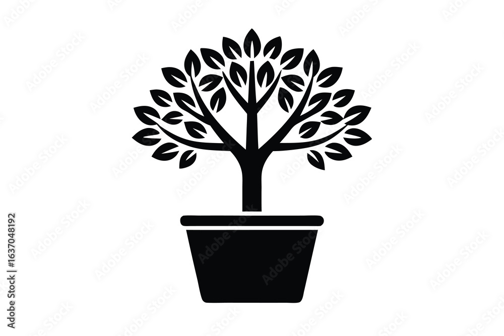 Obraz premium tree in pot vector icon
