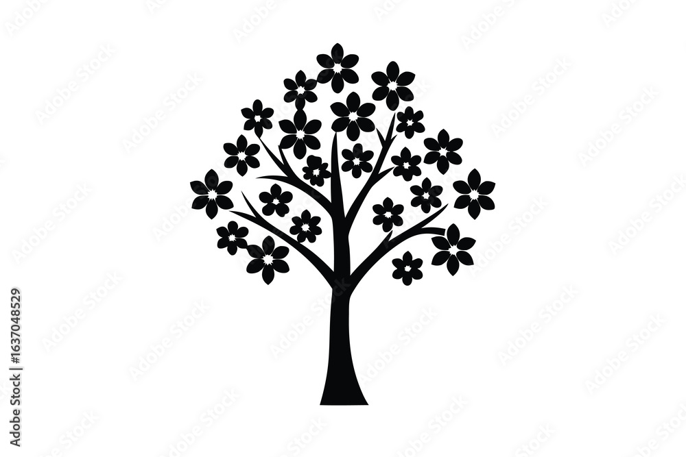 Fototapeta premium tree with flowers vector icon