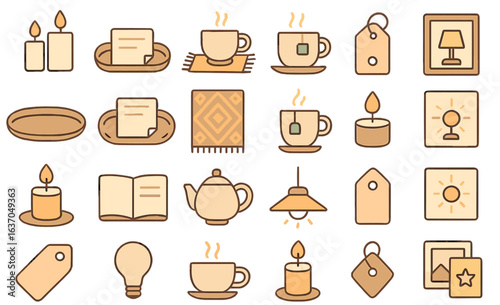 Cozy home decor elements featuring candles, teacups, and warm lighting in a peaceful setting