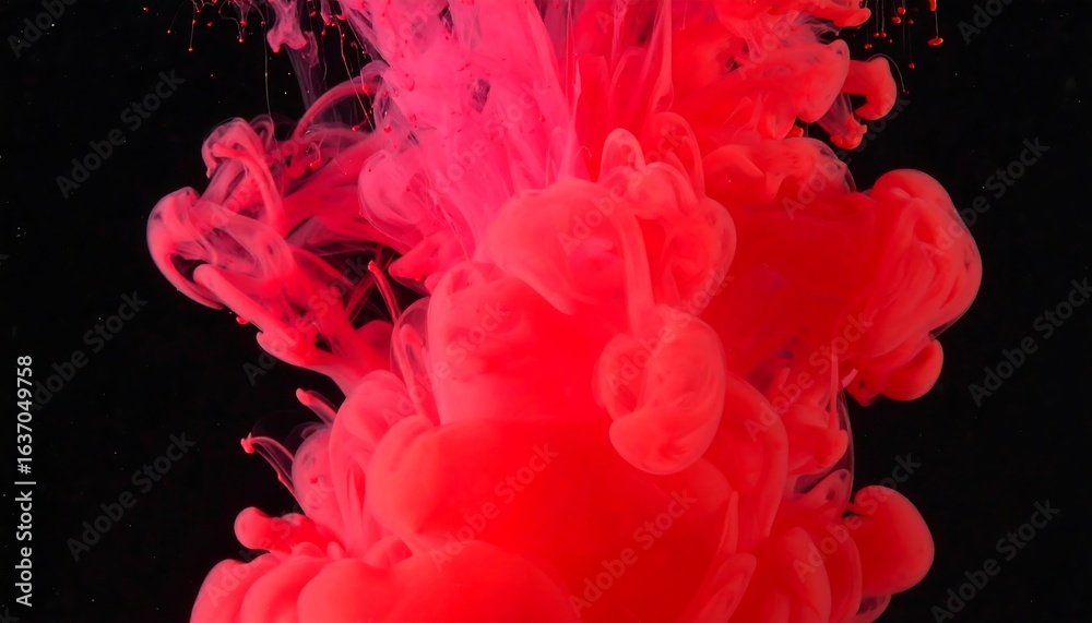 Fototapeta premium Vibrant red ink swirling in dark liquid