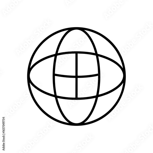 Outline globe design on transparent background
