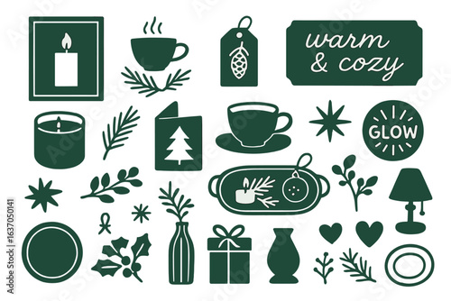 Cozy elements showcasing warm and inviting decor for winter gatherings and festive celebrations