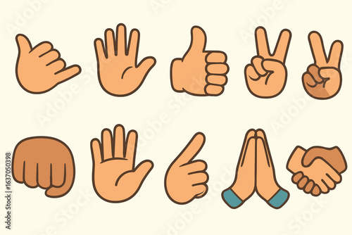 Hand gesture flat icon set. communication, expression animated icons collection