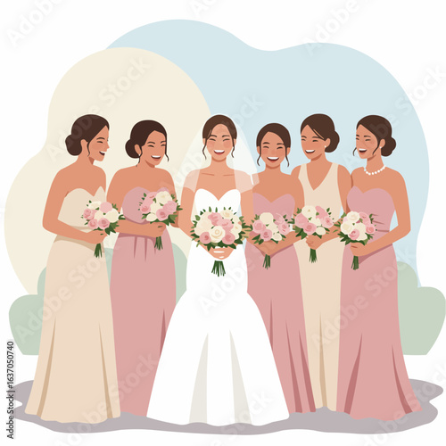 bride and bridesmaids 