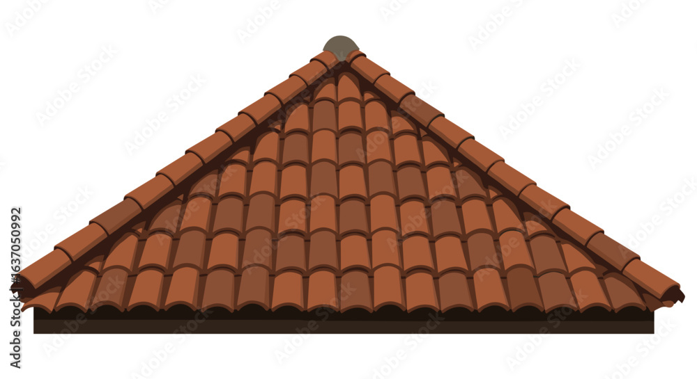 Roof tiles of ancient house in traditional style with red color, transparent background, isolated, vector Roof tiles of ancient house in traditional style with red color, transparent background, isolated, vector