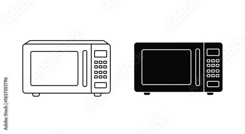 Black and White Illustration of a Microwave Oven
