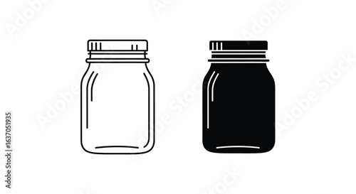 Black and White Illustration of a Mason Jar