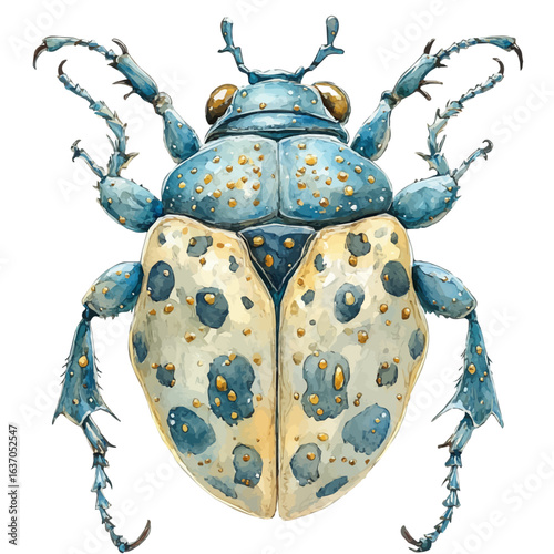Goliath Beetle, watercolor painting vector, isolated on a white background.