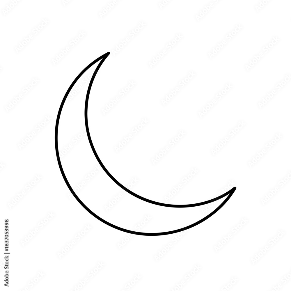 Crescent moon outline on transparent background Crescent moon outline on transparent background