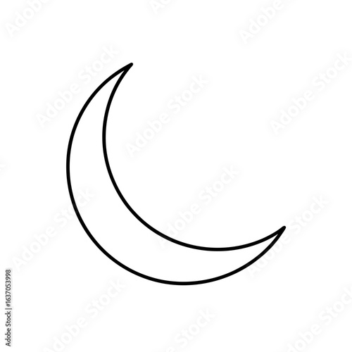 Crescent moon outline on transparent background