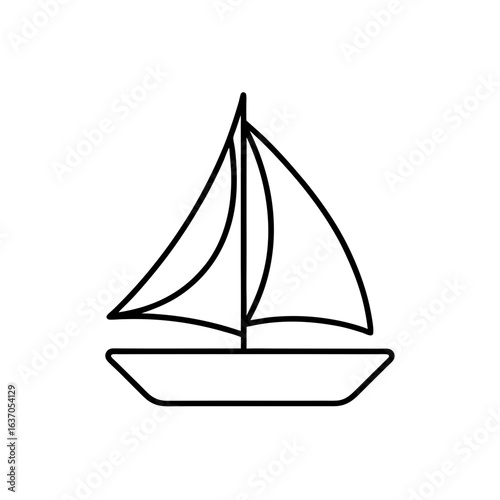 Outline drawing boat on transparent background