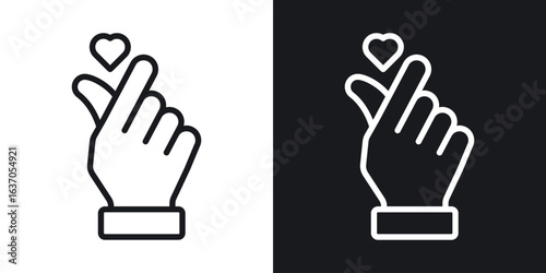 korean heart icon thin line outline art. Doodle graphics