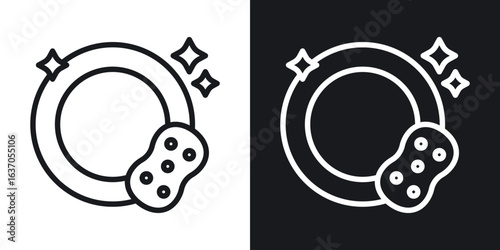 Washing dishes icon thin line outline art. Doodle graphics