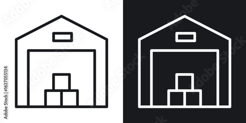 Warehouse icon thin line outline art. Doodle graphics