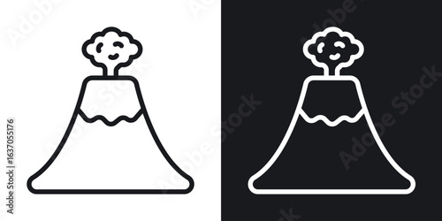 Volcano icon thin line outline art. Doodle graphics