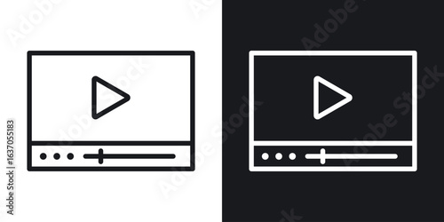 Video tutorial icon thin line outline art. Doodle graphics