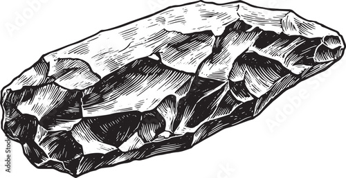 Monochrome Depiction of Ancient Stone Tool Relic Representing Ea