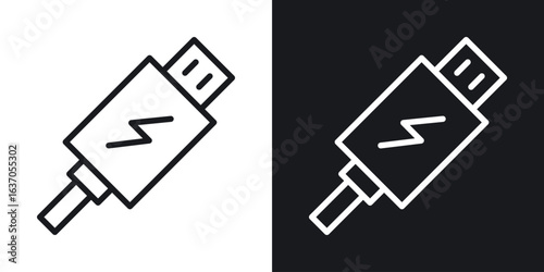 USB icon thin line outline art. Doodle graphics