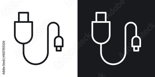USB cable icon thin line outline art. Doodle graphics