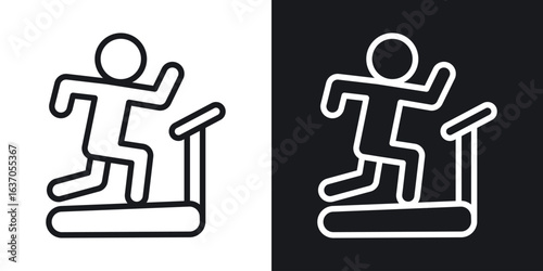 Treadmill icon thin line outline art. Doodle graphics