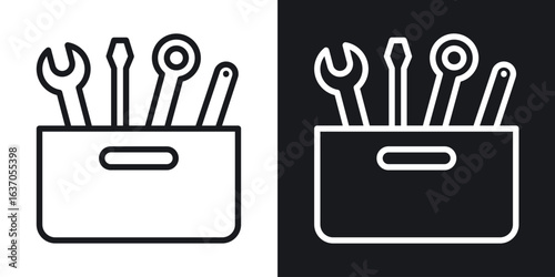 Toolbox icon thin line outline art. Doodle graphics