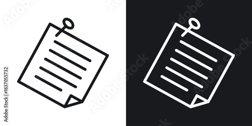 Sticky note icon thin line outline art. Doodle graphics