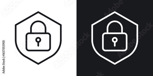 Shield lock icon thin line outline art. Doodle graphics