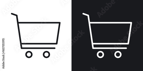Shopping trolley icon thin line outline art. Doodle graphics
