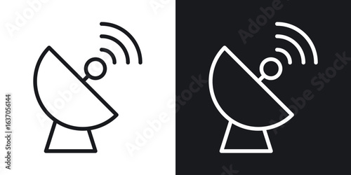 Satellite dish icon thin line outline art. Doodle graphics
