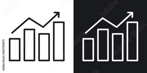 Sales growth icon thin line outline art. Doodle graphics