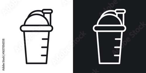 Protein shake icon thin line outline art. Doodle graphics