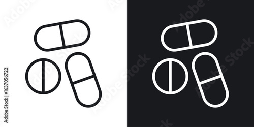 Pills icon thin line outline art. Doodle graphics