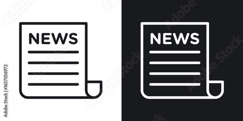 Newspaper icon thin line outline art. Doodle graphics