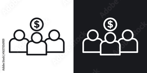 Mutual funds icon thin line outline art. Doodle graphics