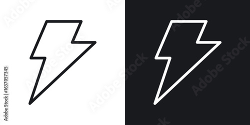 Lightning icon thin line outline art. Doodle graphics