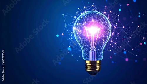 Futuristic lightbulb, abstract network