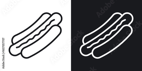 Hot dog icon thin line outline art. Doodle graphics
