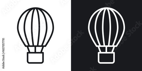 Hot air balloon icon thin line outline art. Doodle graphics
