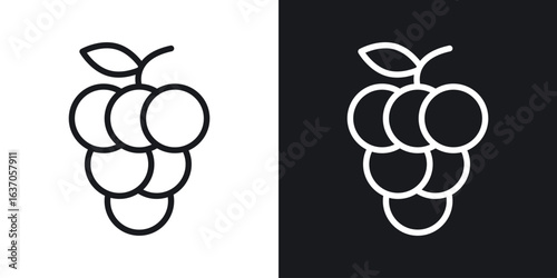 Grapes icon thin line outline art. Doodle graphics
