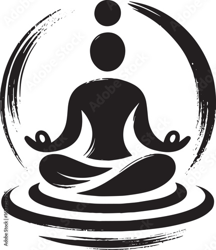 Minimalist Sumi-e Style Meditation Icon for Zen Wellness and Spi
